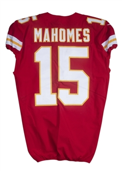 2017 Patrick Mahomes II Rookie Game Worn Kansas City Chiefs Home Jersey Photo Matched To 10/2/2017 (Resolution Photomatching)
